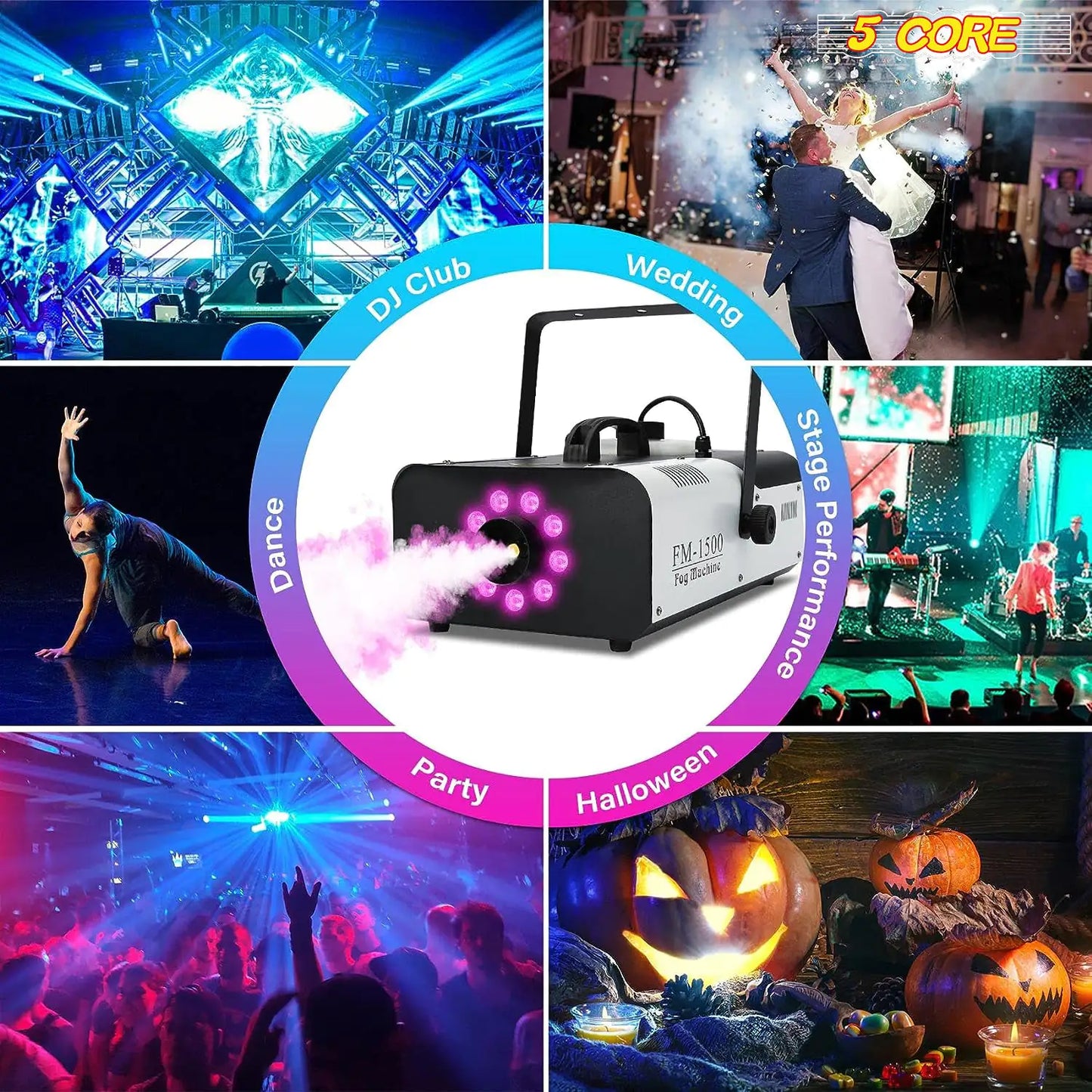 Fog Machine LED Indoor Outdoor 1500W 6000CFM (2.5L Tank)