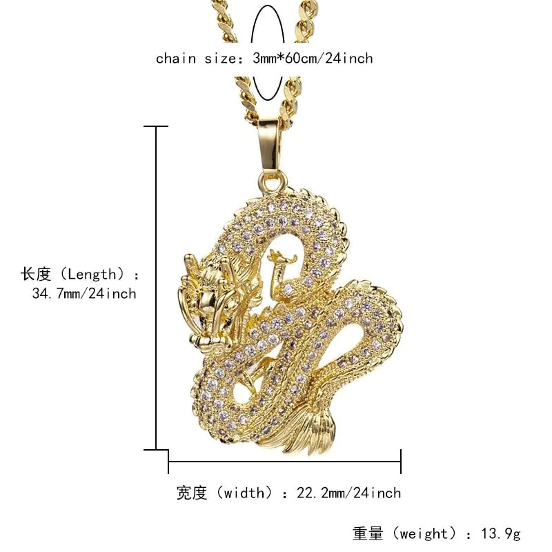 Dragon Luxury Gold Zircon Necklace