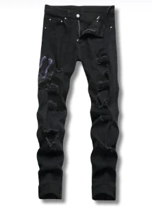 Black Python Jeans net star