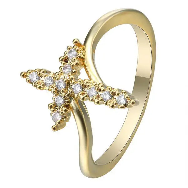 Cross Ring with Zircon Inlay