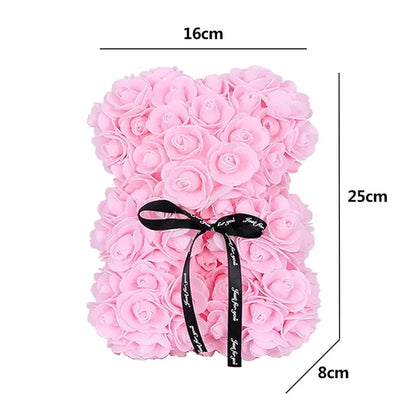 Teddy Rose Bear with Bouquet 1/2pc 25cm netstar®