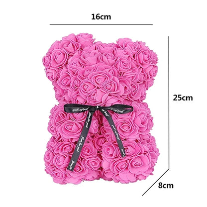 Teddy Rose Bear with Bouquet 1/2pc 25cm netstar®