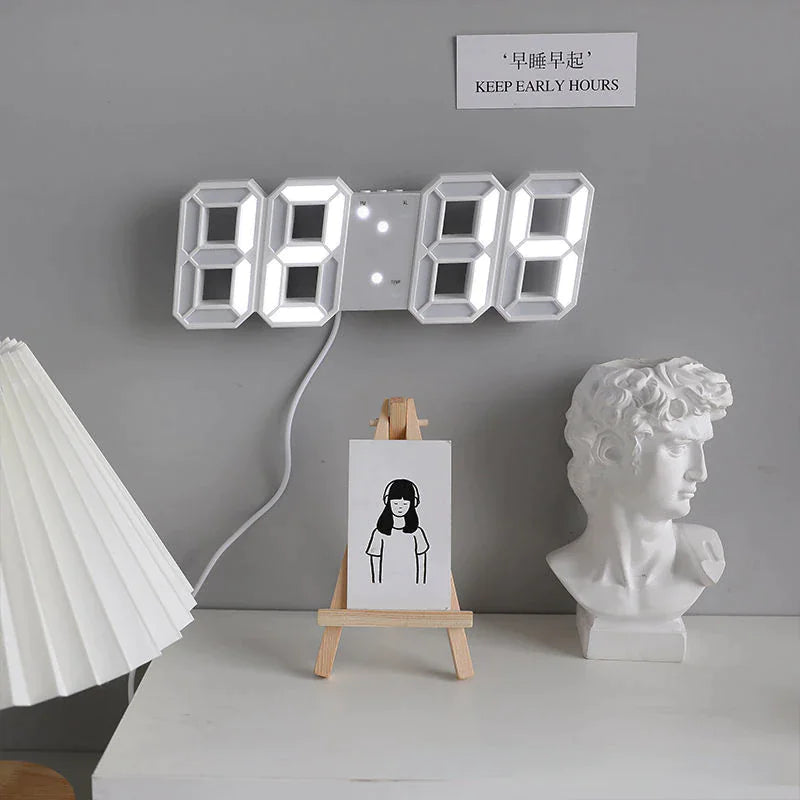 Digital 3D LED Alarm Clock Decor USB