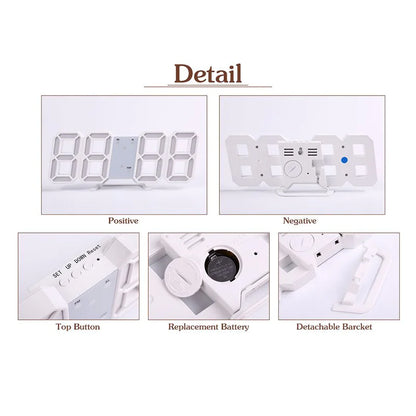 Digital 3D LED Alarm Clock Decor USB