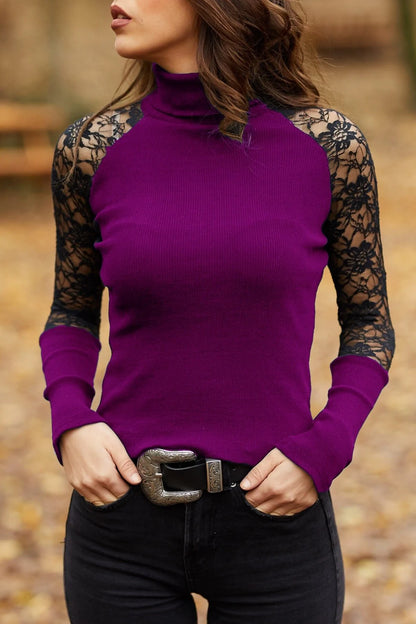 Lace Turtleneck Pullover netstar®