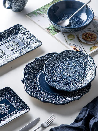 Luxury Blue Pattern Dinner Plates