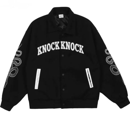 Embroidery Snake Varsity Jacket