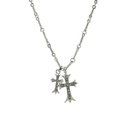 Zircon Double Cross Necklace