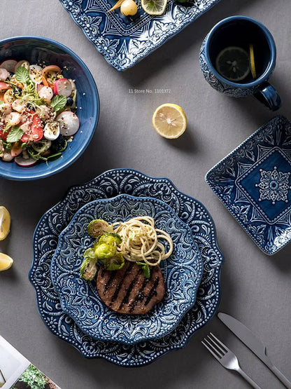 Luxury Blue Pattern Dinner Plates