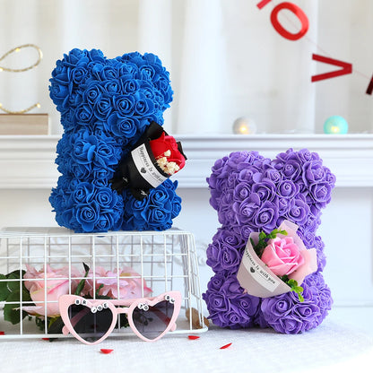 Teddy Rose Bear with Bouquet 1/2pc 25cm netstar®