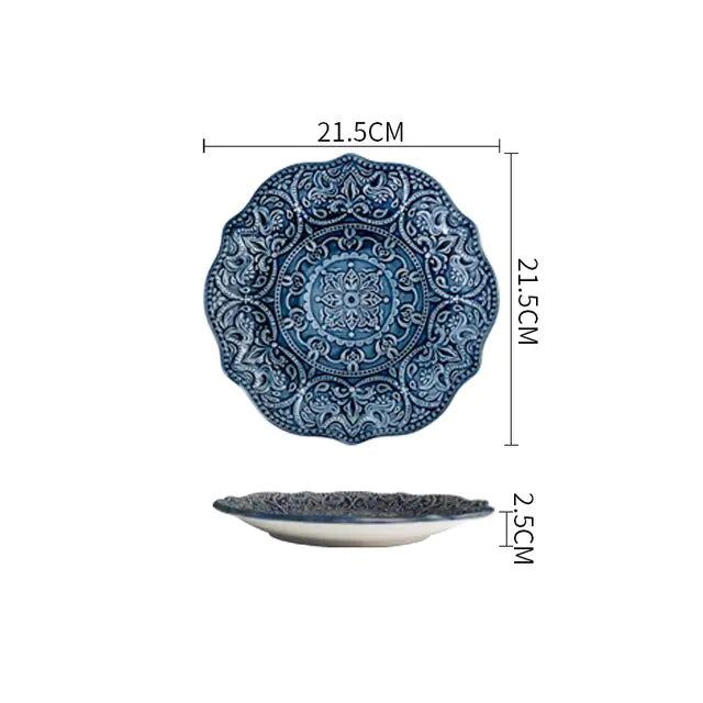 Luxury Blue Pattern Dinner Plates