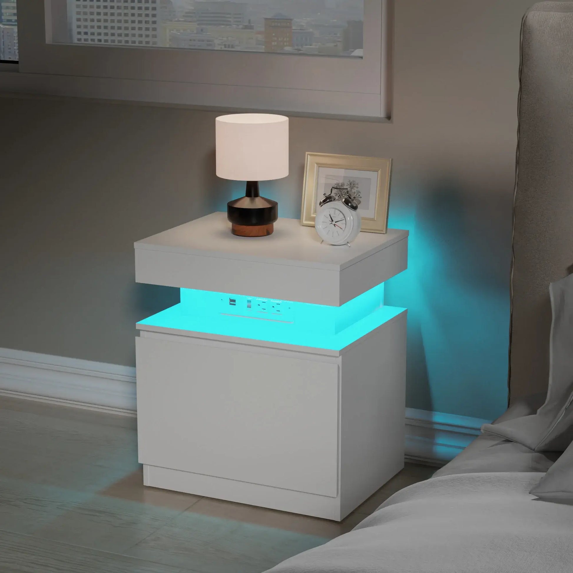 LED Nightstand with Charging Station netstar®