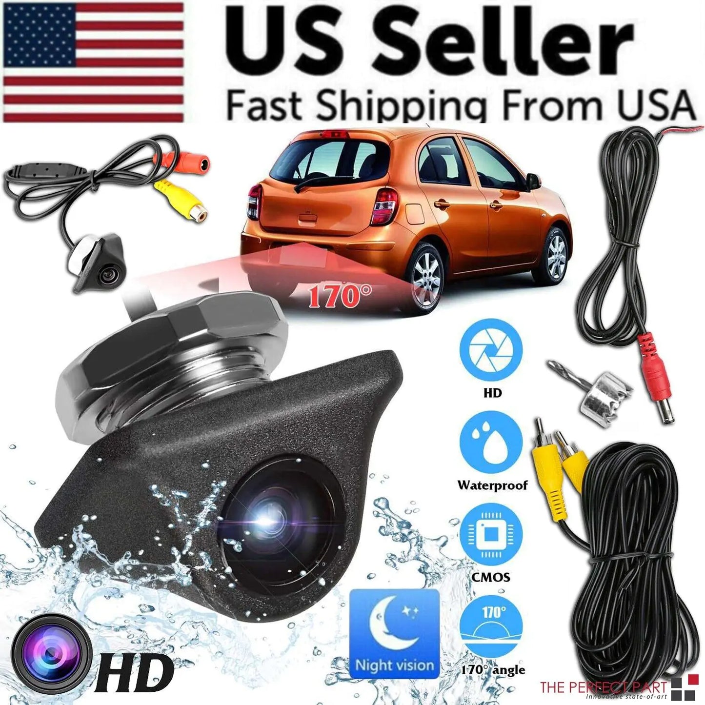 Car Rearview Reverse Camera HD Night Vision Waterproof 170°