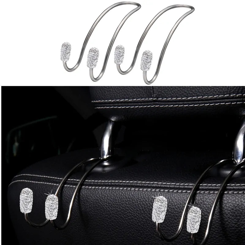 Car Seat Rhinestone Headrest Hanger Bag Hook