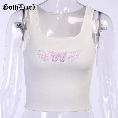 Butterfly Print Women's Summer Crop Top