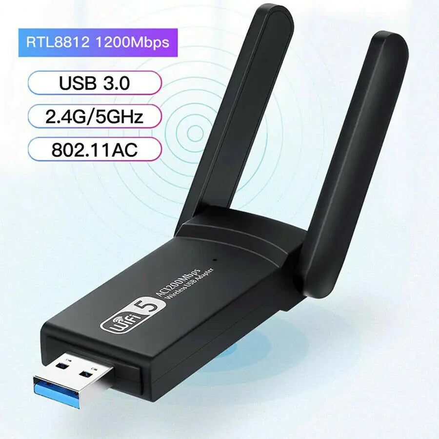 Computer & Console 1200Mbps Long Range 5GHz Wireless USB WiFi Adapter Antennas