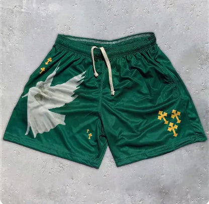 Angel Y2K Cross Print Gym Shorts