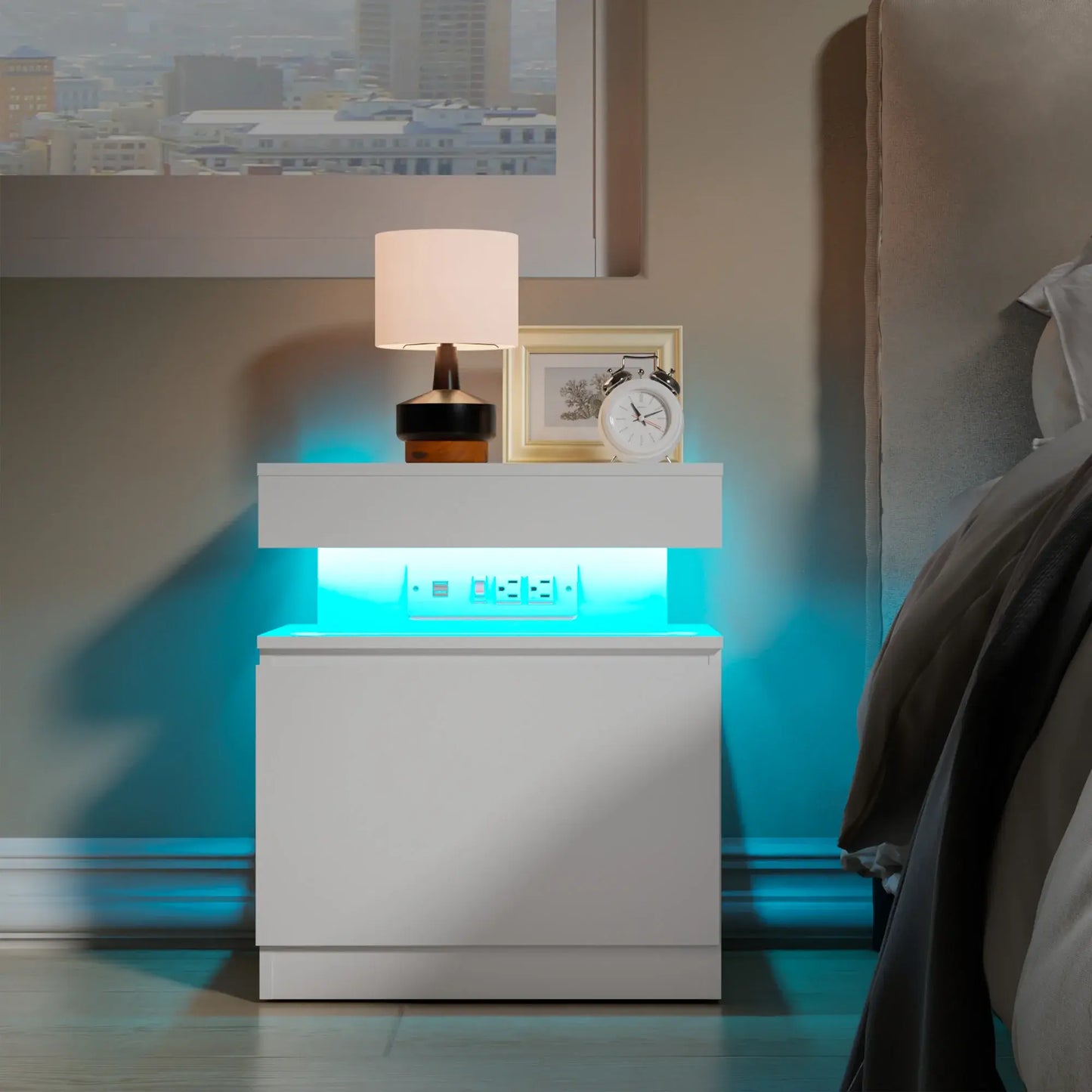 LED Nightstand with Charging Station netstar®