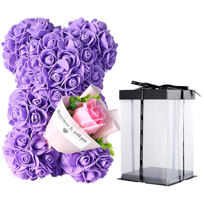 Teddy Rose Bear with Bouquet 1/2pc 25cm netstar®