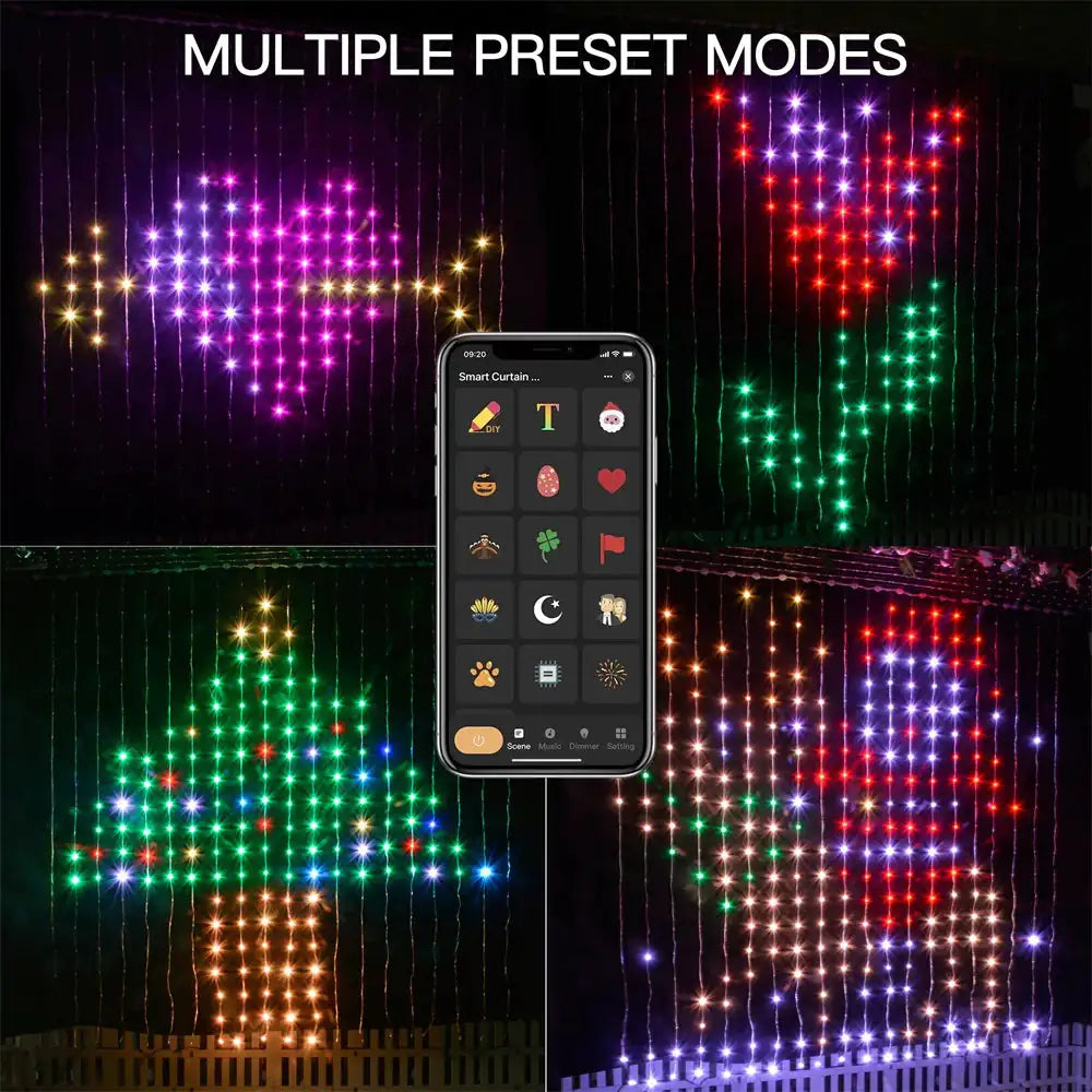 Color Waves LED Curtain Sync Lights net star