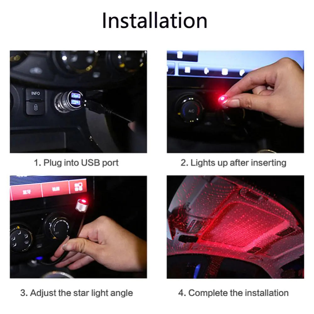 Mini LED Car Night Light Roof Projector net star