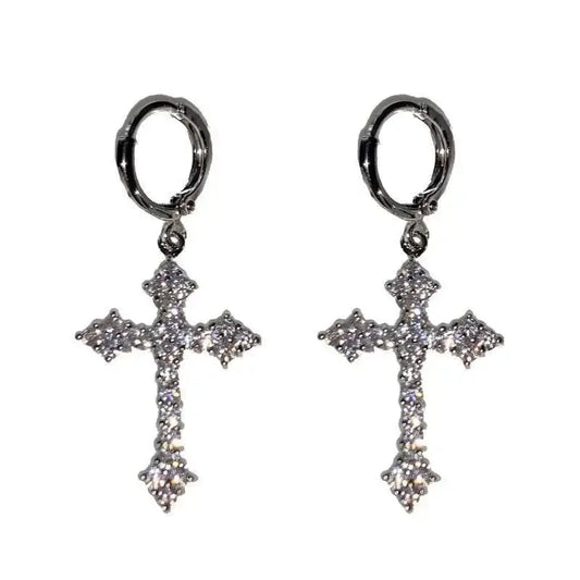 Cross Zircon Earrings net star