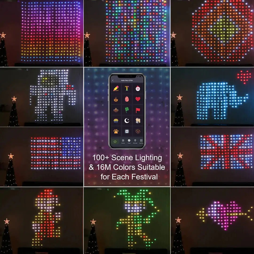 Color Waves LED Curtain Sync Lights net star