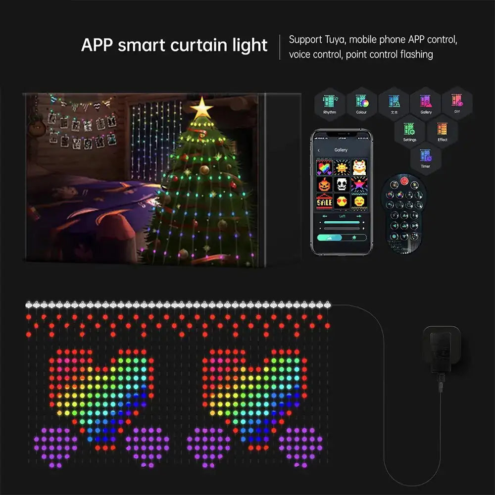 Color Waves LED Curtain Sync Lights net star